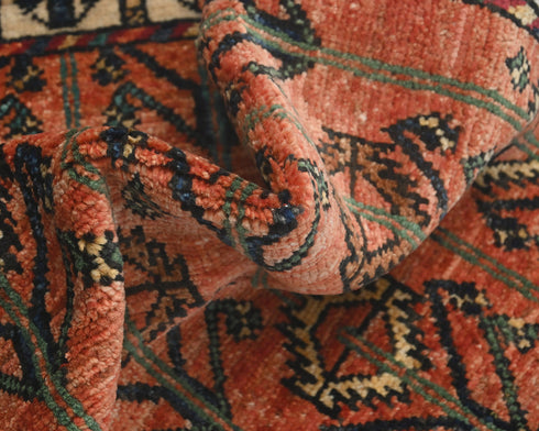 2x3 Rust Ersari Afghan Hand Knotted Veg Dye Wool Area Rug